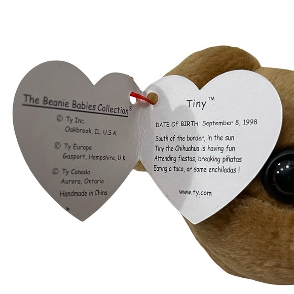 Ty Beanie Baby TINY the Dog 5" Plush Toy 1999 Rare Retired New With Tags! - Picture 5 of 7